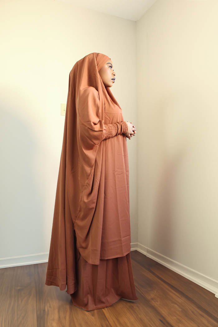 SARAH TWO PIECE JILBAB SET- BROWN