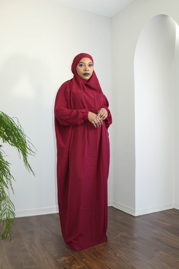 BUTTERFLY JILBAB-  BURGUNDY RED