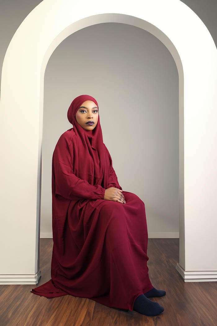 BUTTERFLY JILBAB-  BURGUNDY RED