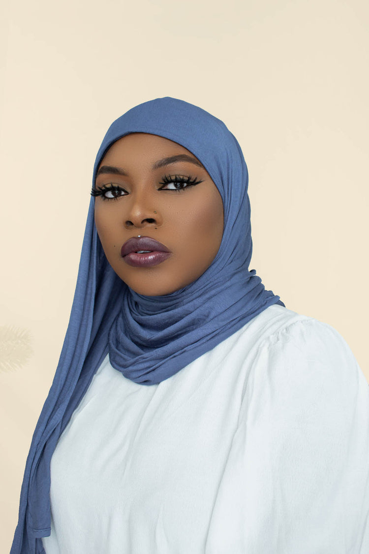 INSTANT PRE-SEWN JERSEY HIJAB - STEEL