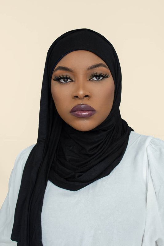 INSTANT PRE-SEWN JERSEY HIJAB -BLACK