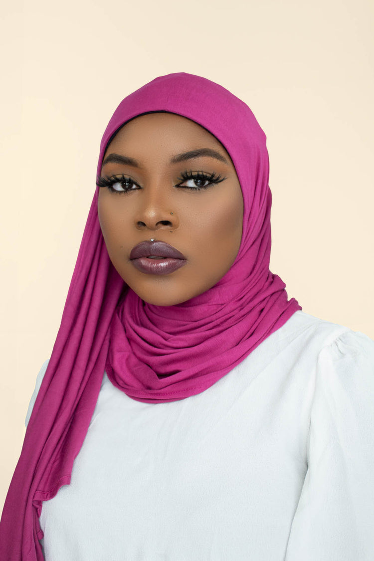 INSTANT PRE-SEWN JERSEY HIJAB -  PINK