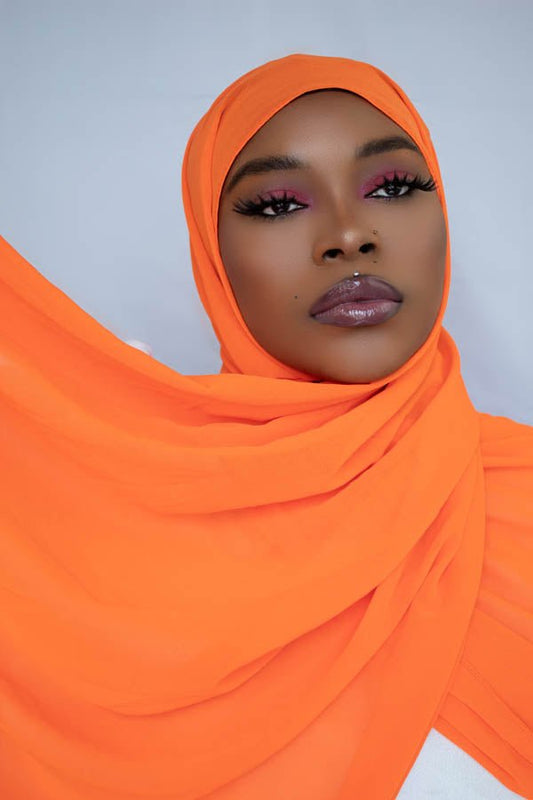 LUXURY CHIFFON HIJAB -  NEON ORANGE