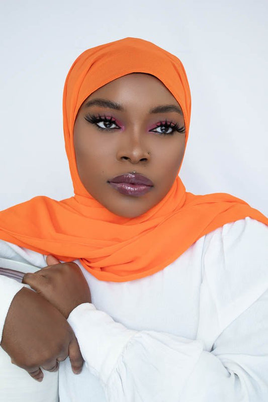 LUXURY CHIFFON HIJAB -  NEON ORANGE