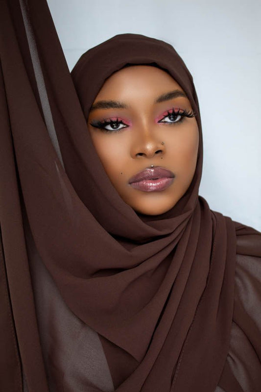 LUXURY CHIFFON HIJAB - BROWN