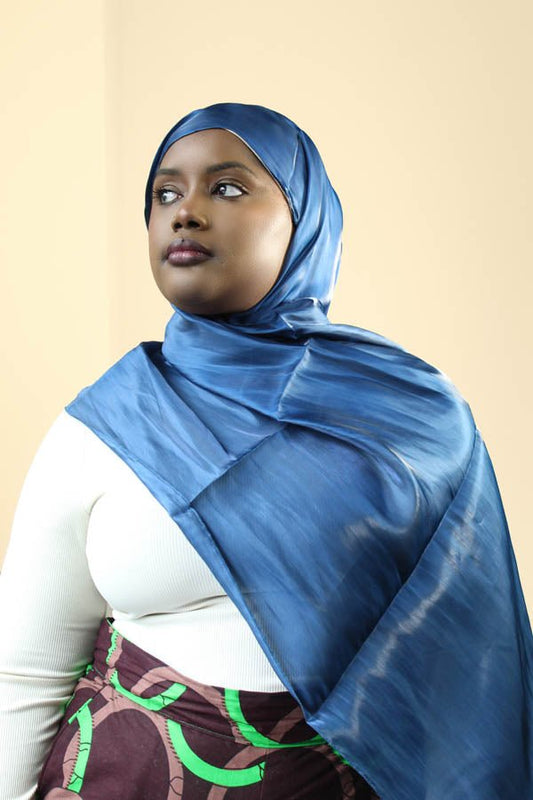 FATIMATA SHIMMERING SILK HIJAB- ROYAL BLUE