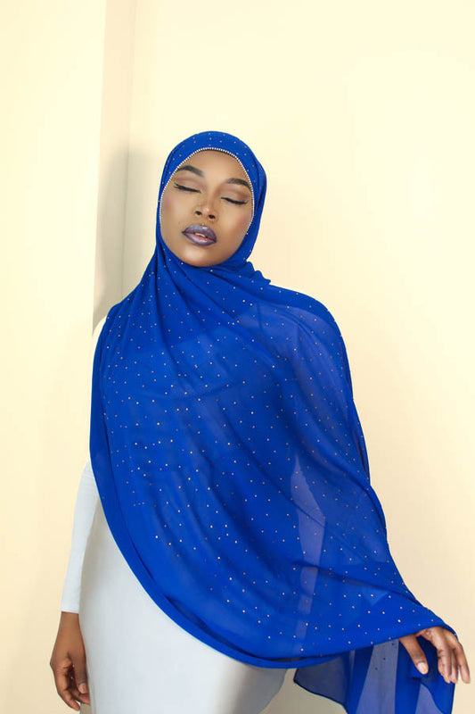 DIAMOND CHIFFON HIJAB - ROYAL BLUE