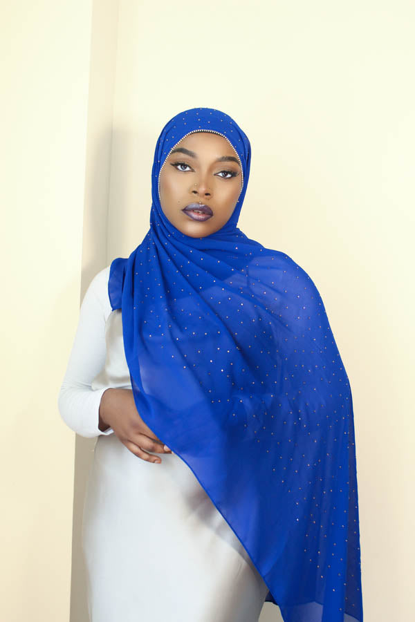 DIAMOND CHIFFON HIJAB - ROYAL BLUE