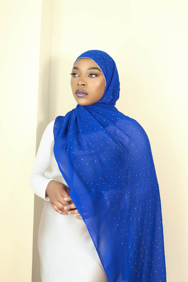 DIAMOND CHIFFON HIJAB - ROYAL BLUE