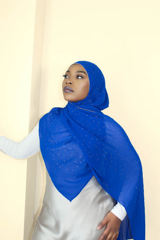 DIAMOND CHIFFON HIJAB - ROYAL BLUE