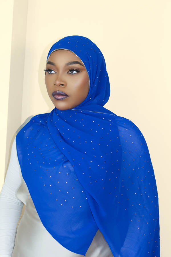 DIAMOND CHIFFON HIJAB - ROYAL BLUE