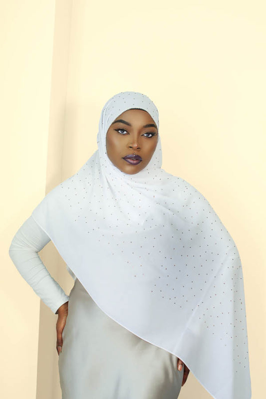 DIAMOND CHIFFON HIJAB - WHITE