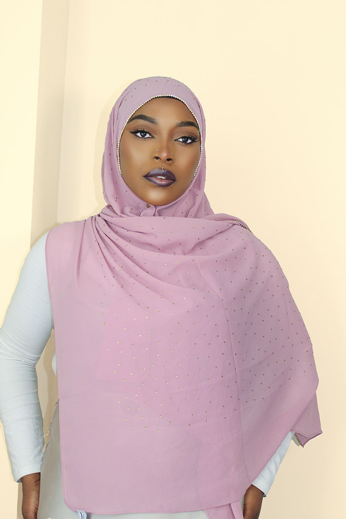 DIAMOND CHIFFON HIJAB - FLAMINGO