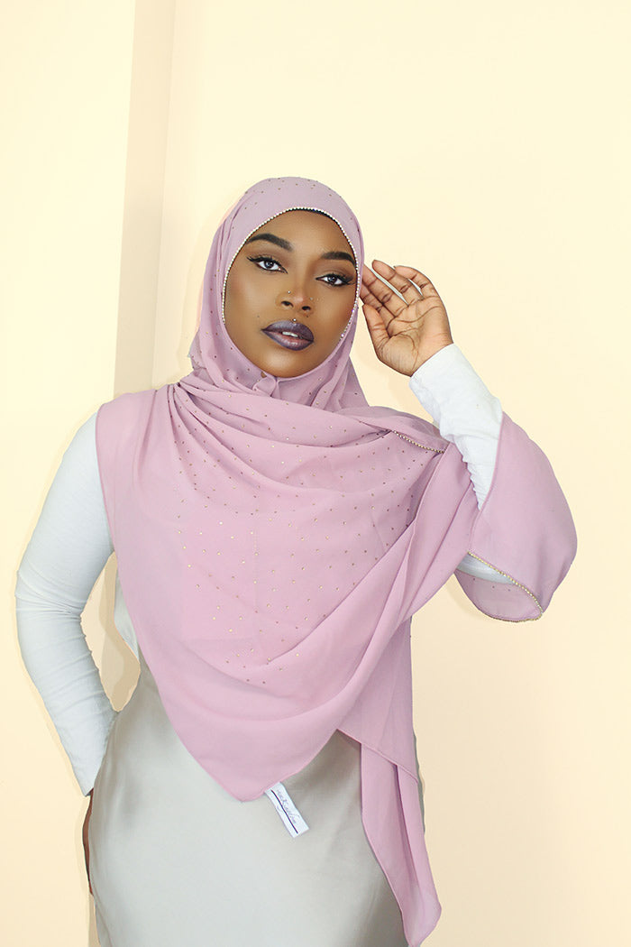 DIAMOND CHIFFON HIJAB - FLAMINGO