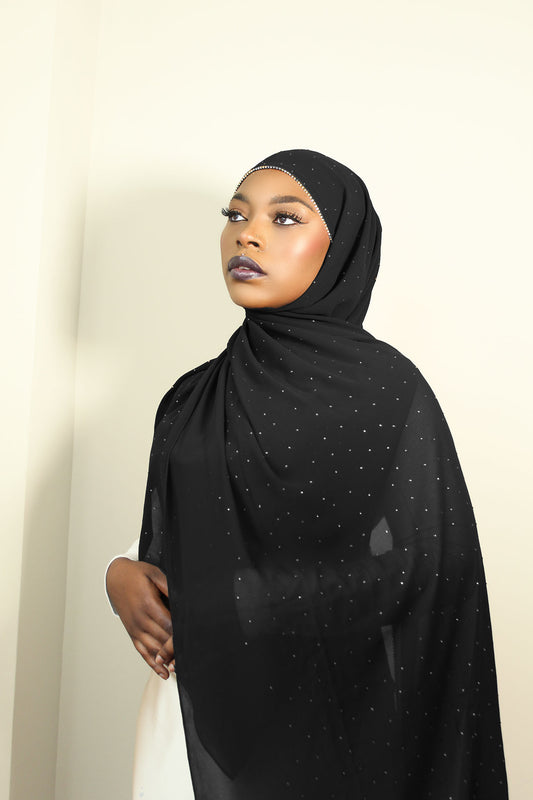 DIAMOND CHIFFON HIJAB - BLACK