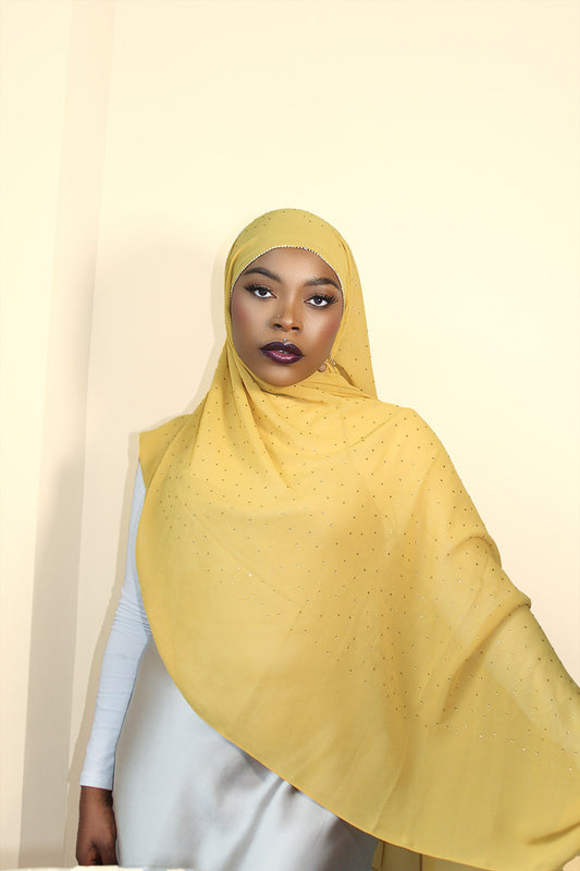 DIAMOND CHIFFON HIJAB - MUSTARD