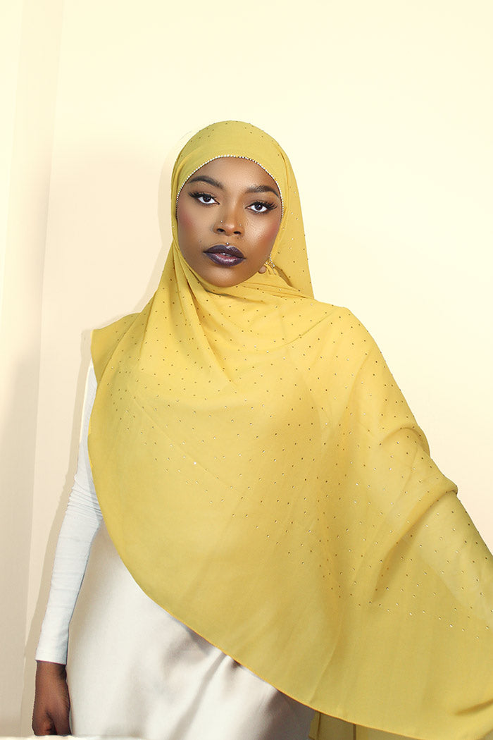 DIAMOND CHIFFON HIJAB - MUSTARD