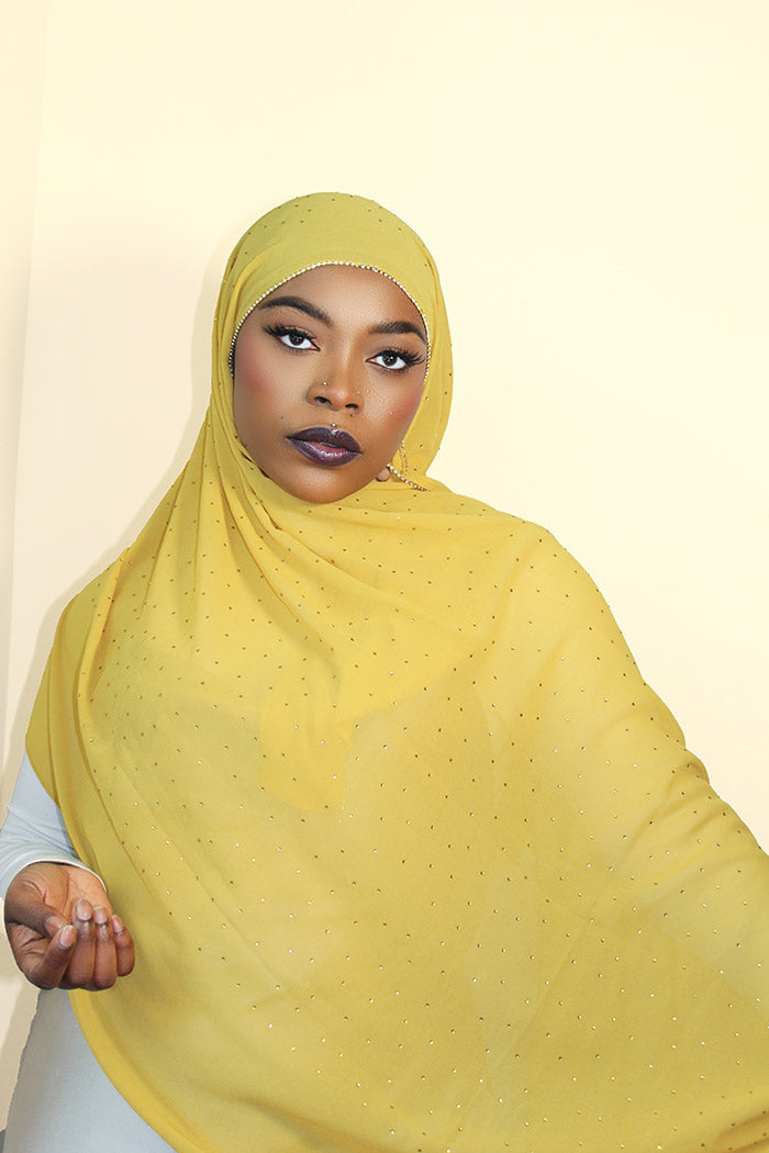 DIAMOND CHIFFON HIJAB - MUSTARD