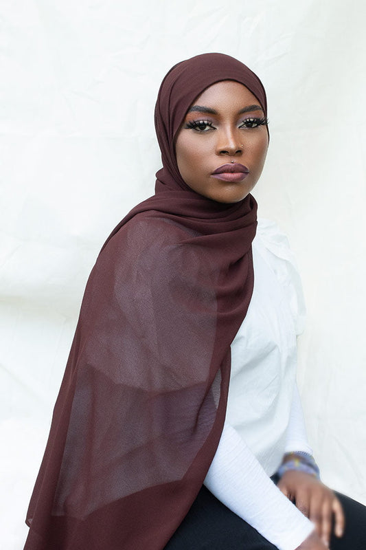 LUXURY  CHIFFON HIJAB - COFFEE BROWN