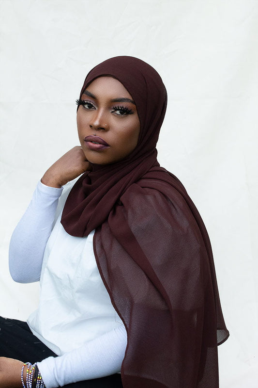 LUXURY  CHIFFON HIJAB - COFFEE BROWN