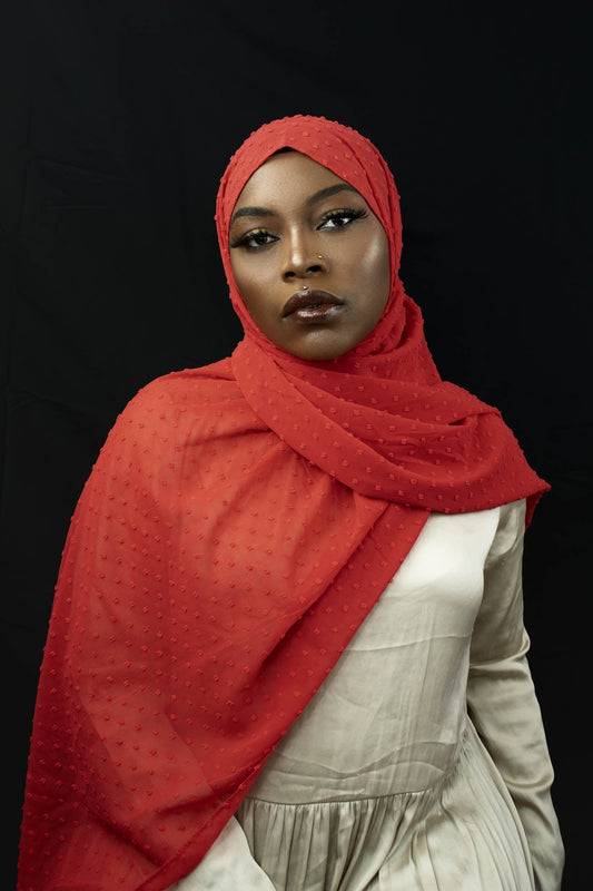 CLASSIC FUZZY CHIFFON HIJAB - RED