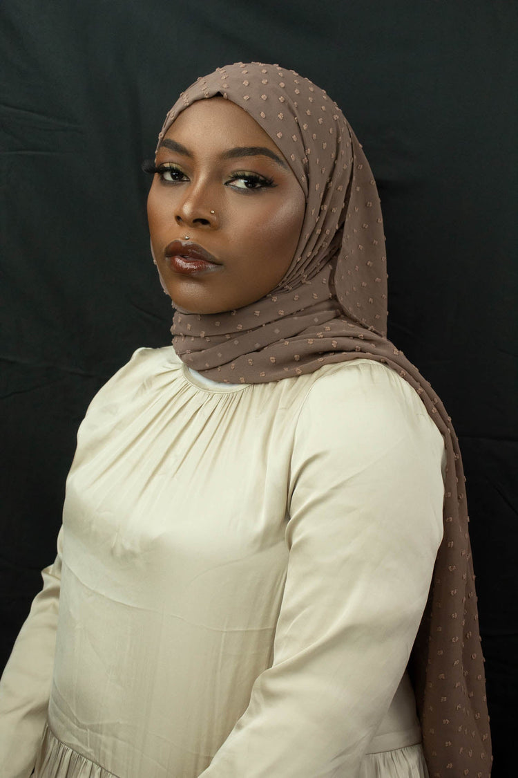 CLASSIC FUZZY CHIFFON HIJAB - WALNUT