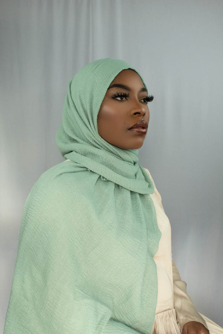 PREMIUM CRINKLED COTTON HIJAB - MINT