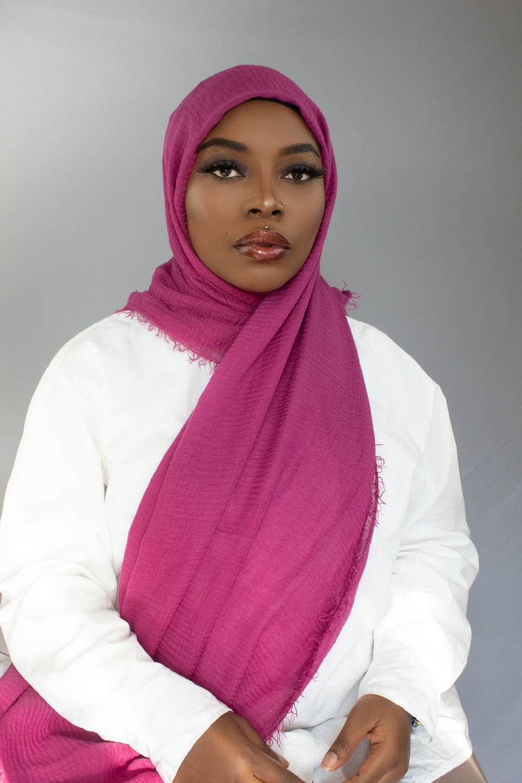 PREMIUM CRINKLED COTTON HIJAB - GRAPE