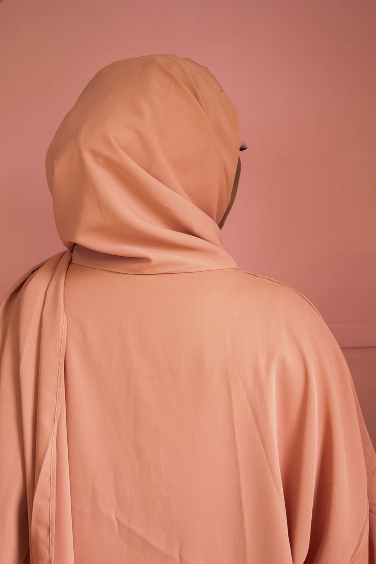 ONE-PIECE ABAYA WITH ATTACHED HIJAB  -  PINK ROSE