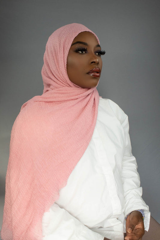 PREMIUM CRINKLED COTTON HIJAB - PINK