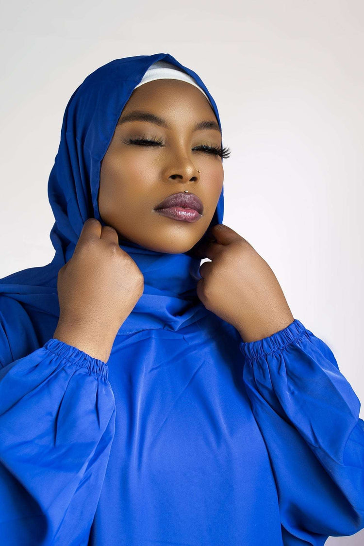 ONE-PIECE ABAYA WITH ATTACHED HIJAB - ROYAL BLUE