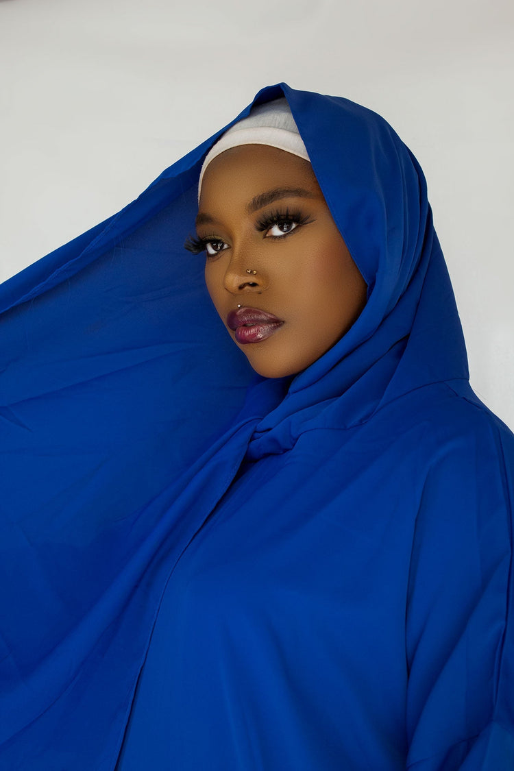 ONE-PIECE ABAYA WITH ATTACHED HIJAB - ROYAL BLUE