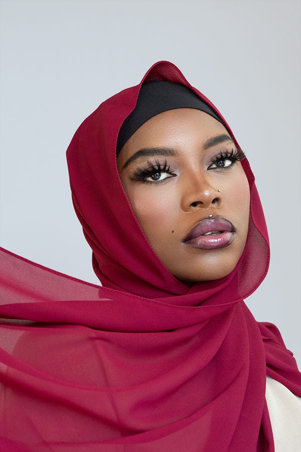 LUXURY CHIFFON HIJAB- BURGUNDY RED