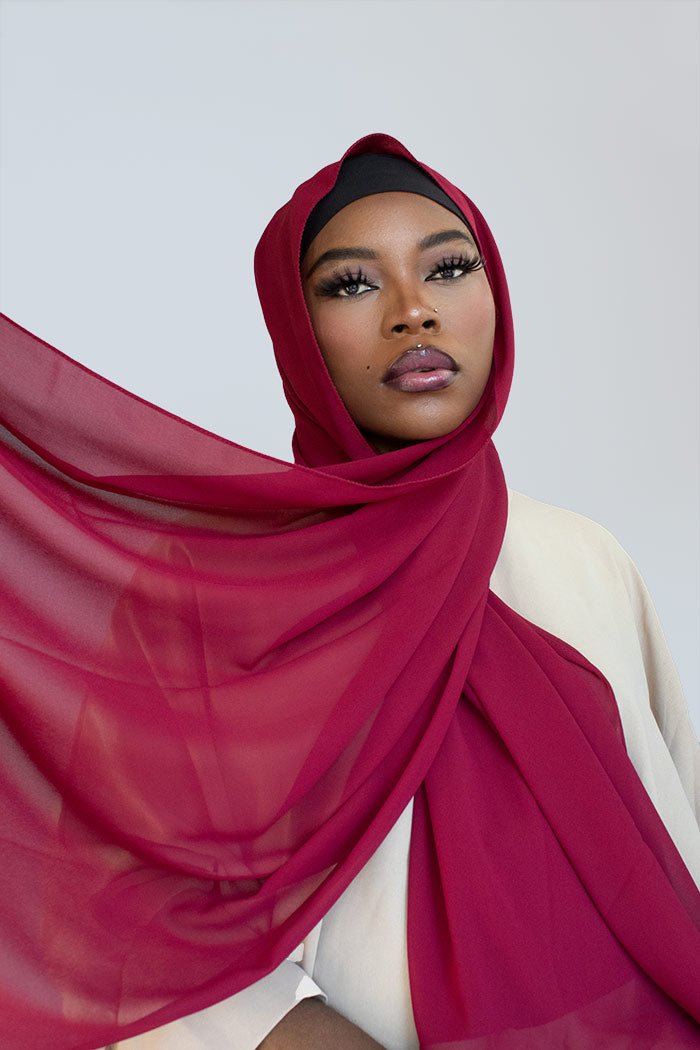 LUXURY CHIFFON HIJAB- BURGUNDY RED