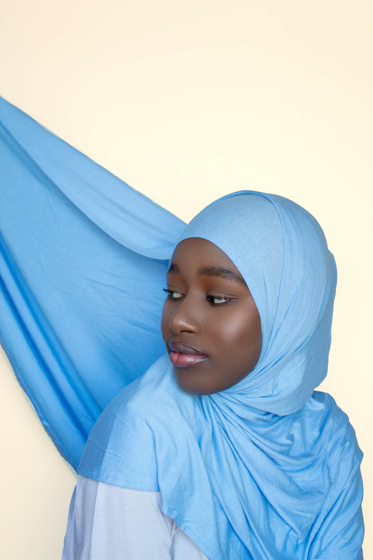 INSTANT PRE-SEWN JERSEY HIJAB -SKY BLUE