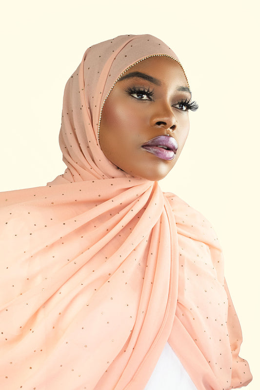 DIAMOND CHIFFON HIJAB - PEACH