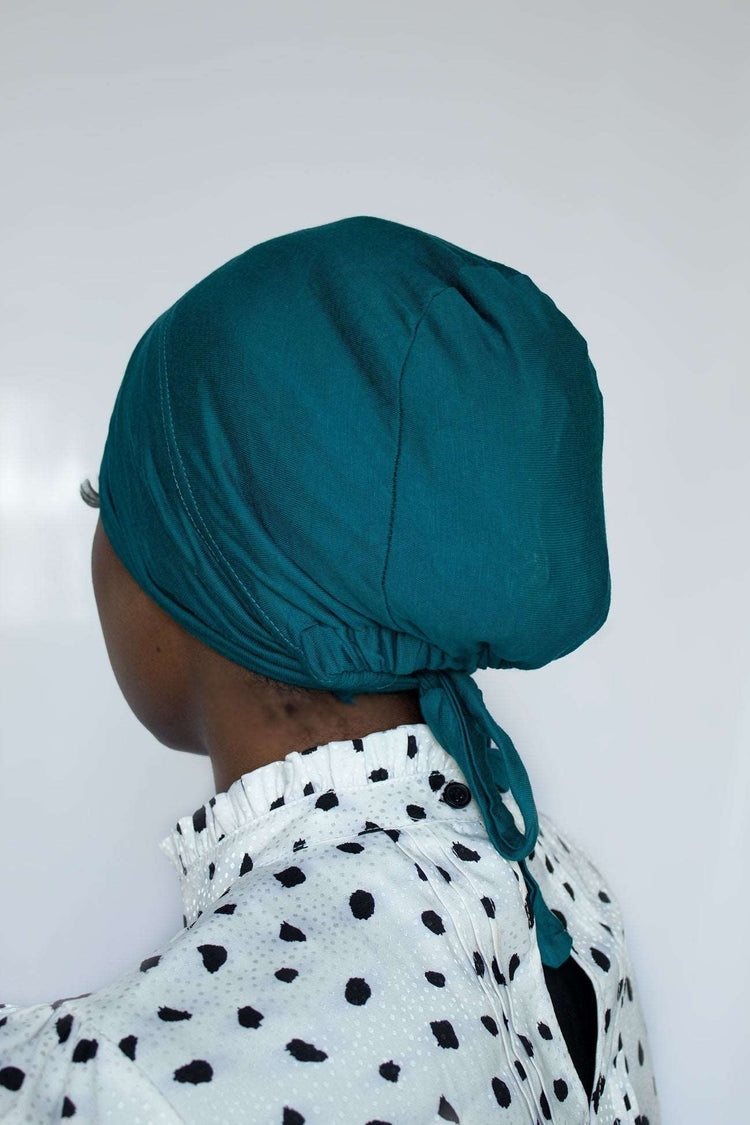 SATIN-LINED UNDERSCARF - PINE GREEN