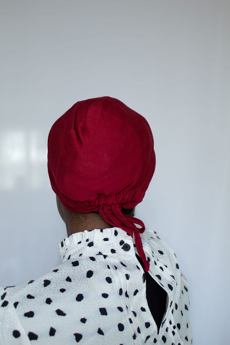 SATIN-LINED UNDERSCARF - BURGANDY RED