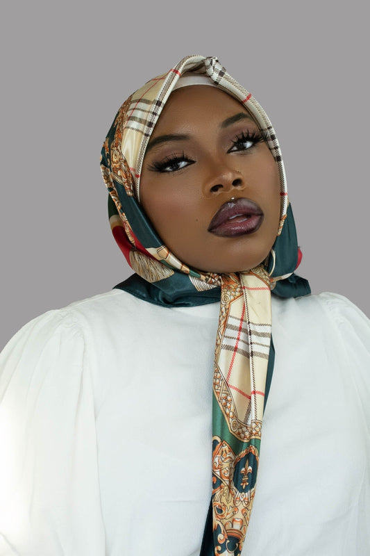 MALAIKA SATIN  SQAURE HIJAB -  OCEAN