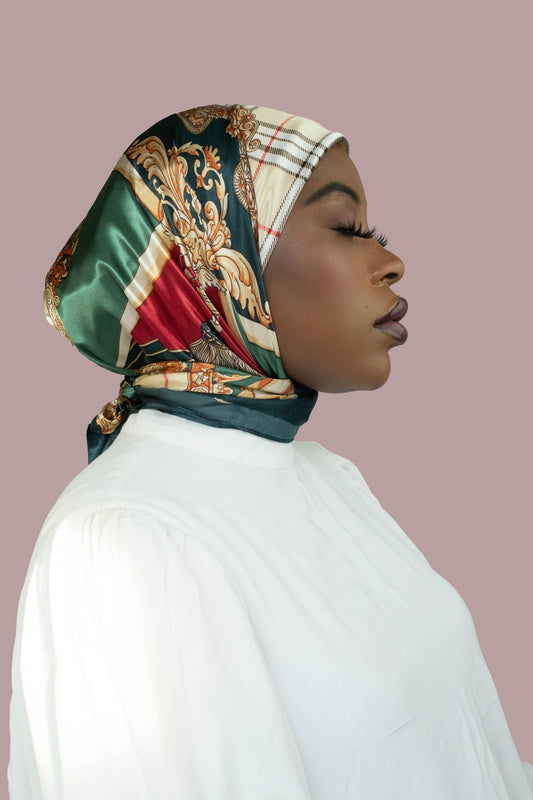 MALAIKA SATIN  SQAURE HIJAB -  OCEAN