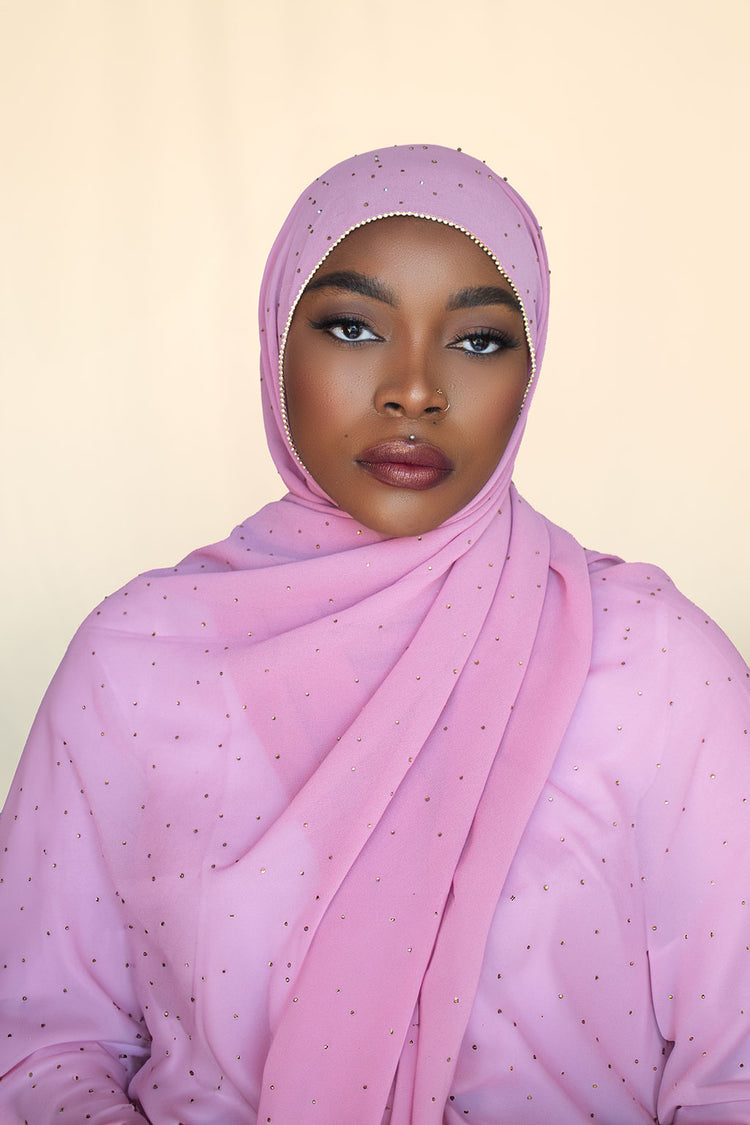 dimaond chiffon hijab in pink