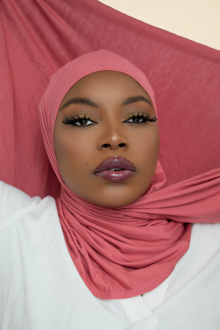 INSTANT PRE-SEWN JERSEY HIJAB - ROSE PEACH