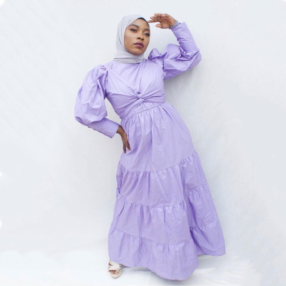 KHADIJA PUFF SLEEVE MAXI DRESS - PURPLE - HIJABKINGDOM