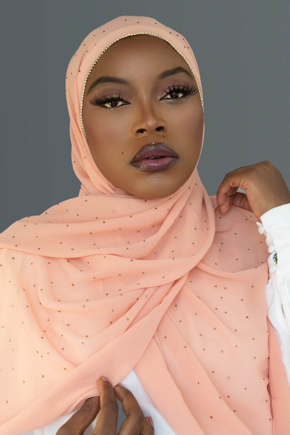 DIAMOND CHIFFON HIJAB - PEACH - HIJABKINGDOM