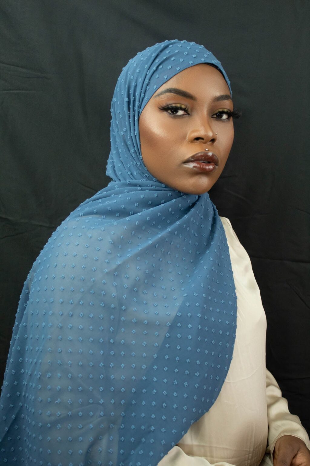 CLASSIC FUZZY BALL CHIFFON HIJAB - AEGEAN - HIJABKINGDOM