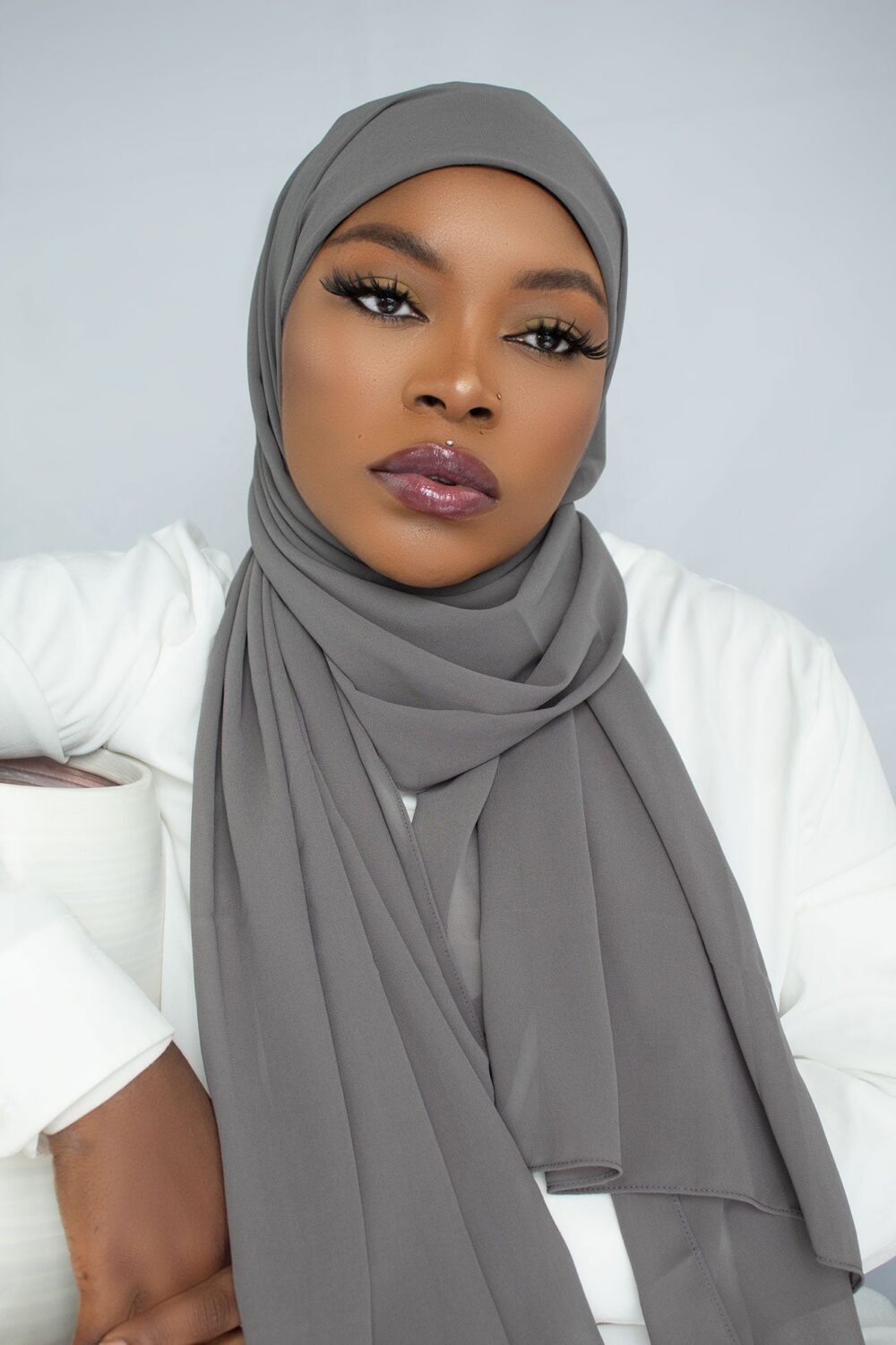 INSTANT CHIFFON HIJAB - GREY - HIJABKINGDOM