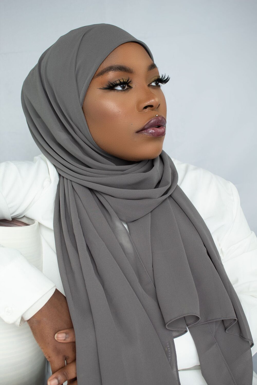 INSTANT CHIFFON HIJAB - GREY - HIJABKINGDOM