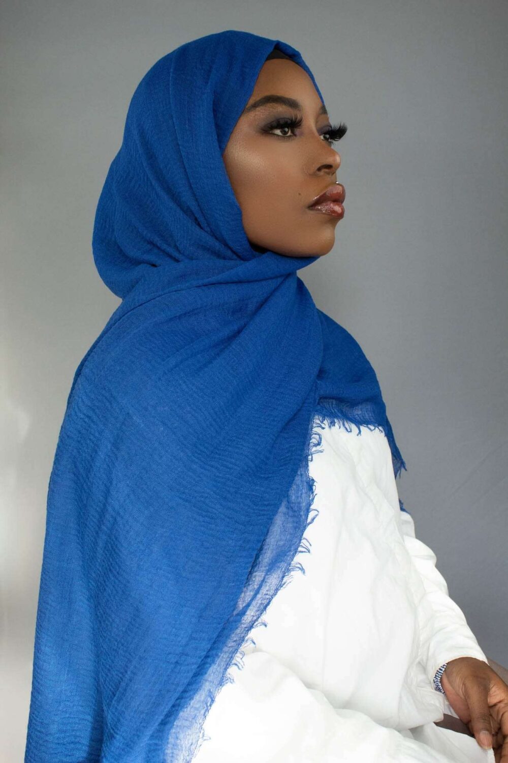 PREMIUM CRINKLED COTTON HIJAB - ROYAL BLUE