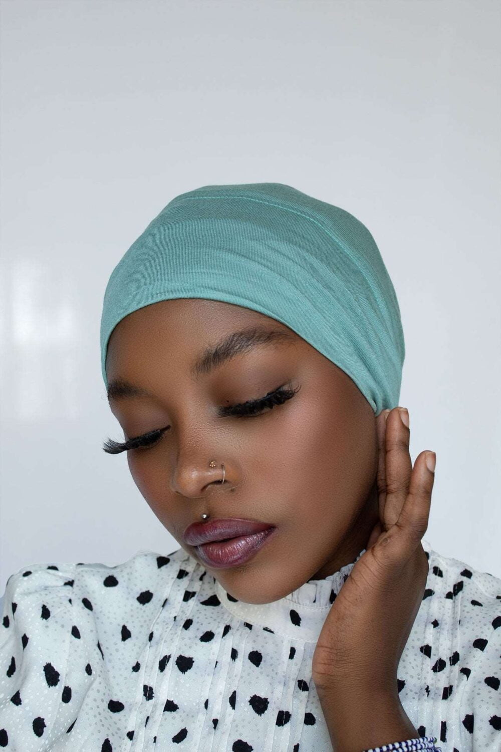 SATIN-LINED UNDERSCARF - TEAL