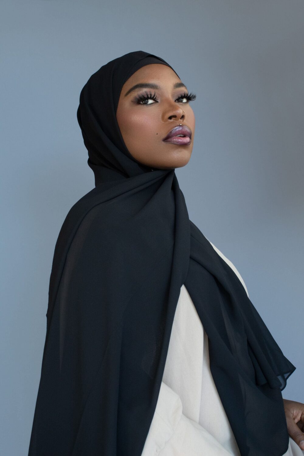 LUXURY CHIFFON HIJAB - BLACK - HIJABKINGDOM